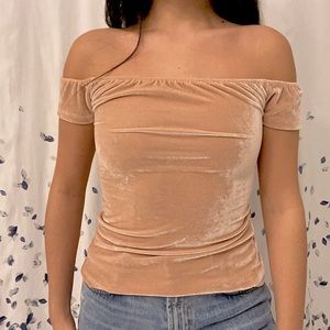 Off the shoulder velvet top